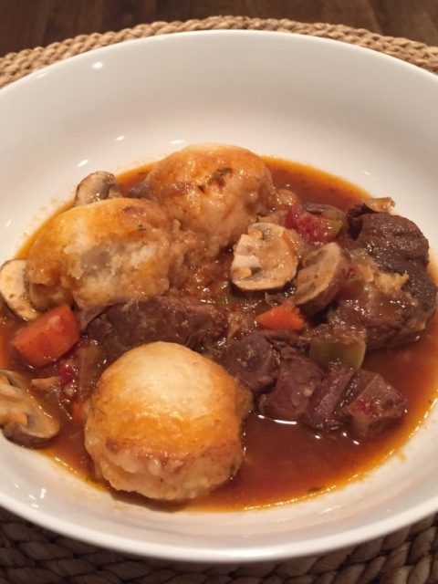 Venison Shank Stew with Parmesan Dumplings